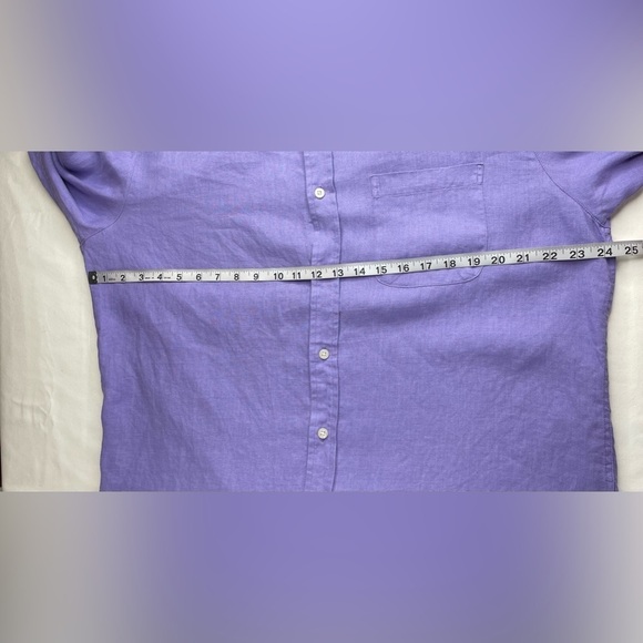 Alan Flusser Linen Purple Long Sleeve Casual Button Down Shirt Size Large - Picture 5 of 7